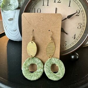 Sage green handmade clay earrings